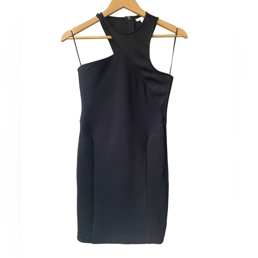 Zara Trafaluc Black Asymmetric Neckline sleeveless Cocktail Mini Bodycon Dress